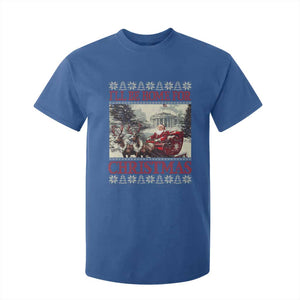 Funny Trump Christmas T Shirt For Kid I'll Be Home For Christmas Ugly Xmas Santa Trump Riding Sleigh TS10 Royal Blue Print Your Wear