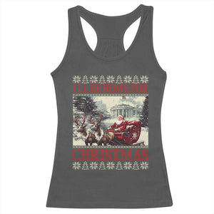 Funny Trump Christmas Racerback Tank Top I'll Be Home For Christmas Ugly Xmas Santa Trump Riding Sleigh TS10 Dark Heather Print Your Wear
