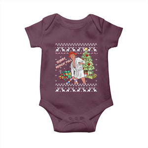 Funny Christmas Trump Baby Onesie Sorry Merica Is Full Ugly Xmas TS10 Maroon Print Your Wear