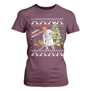 Funny Christmas Trump T Shirt For Women Sorry Merica Is Full Ugly Xmas TS10 Maroon Print Your Wear
