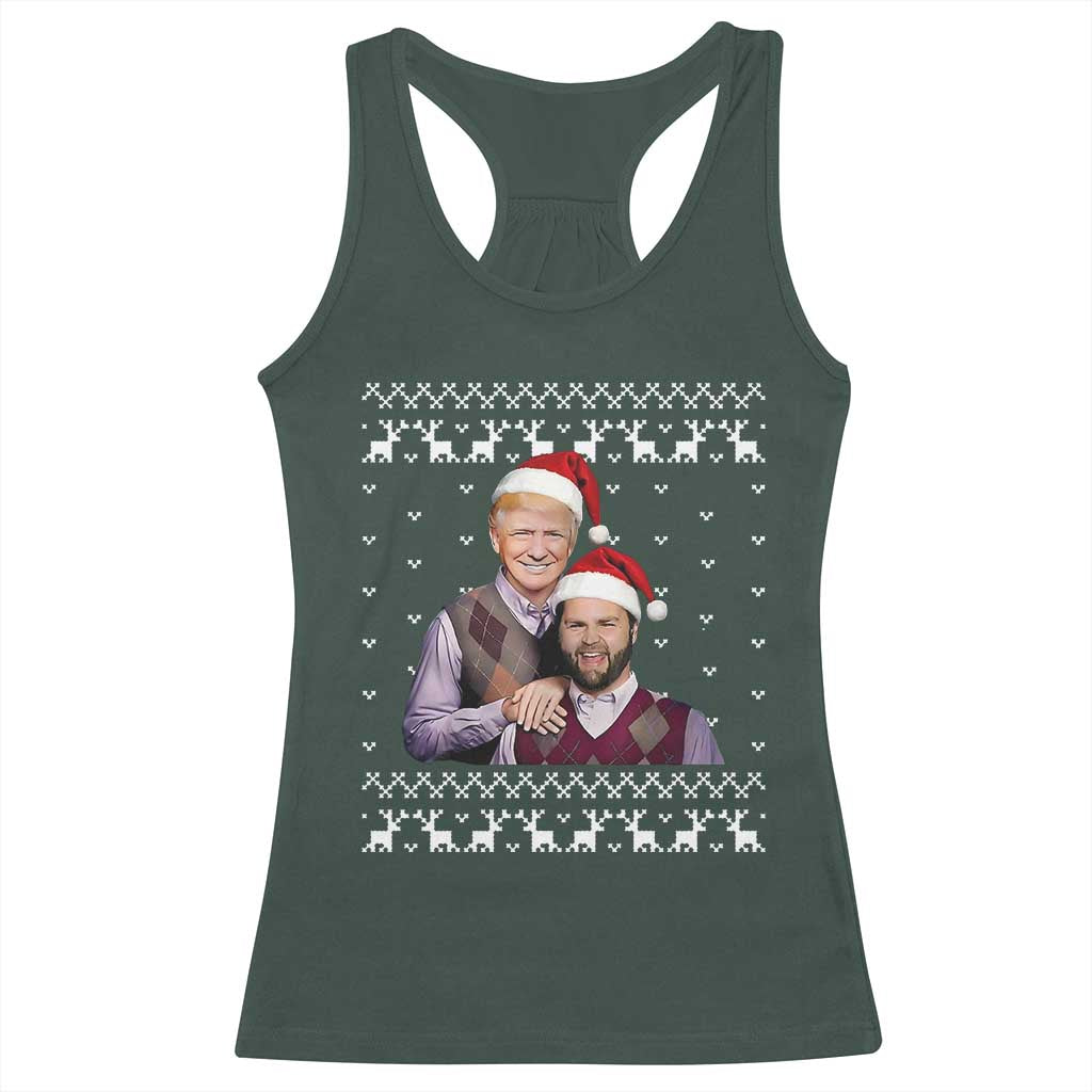 Christmas Trump Vance 2024 Racerback Tank Top Brothers Funny Parody Trump J.D. Vance Bros Ugly Xmas TS10 Dark Forest Green Print Your Wear