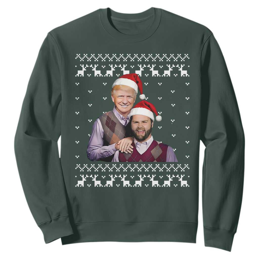 Christmas Trump Vance 2024 Sweatshirt Brothers Funny Parody Trump J.D. Vance Bros Ugly Xmas TS10 Dark Forest Green Print Your Wear