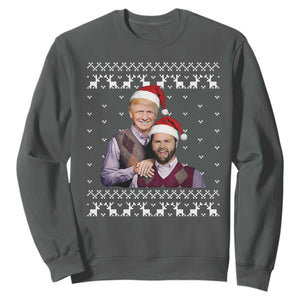 Christmas Trump Vance 2024 Sweatshirt Brothers Funny Parody Trump J.D. Vance Bros Ugly Xmas TS10 Dark Heather Print Your Wear