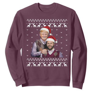 Christmas Trump Vance 2024 Sweatshirt Brothers Funny Parody Trump J.D. Vance Bros Ugly Xmas TS10 Maroon Print Your Wear