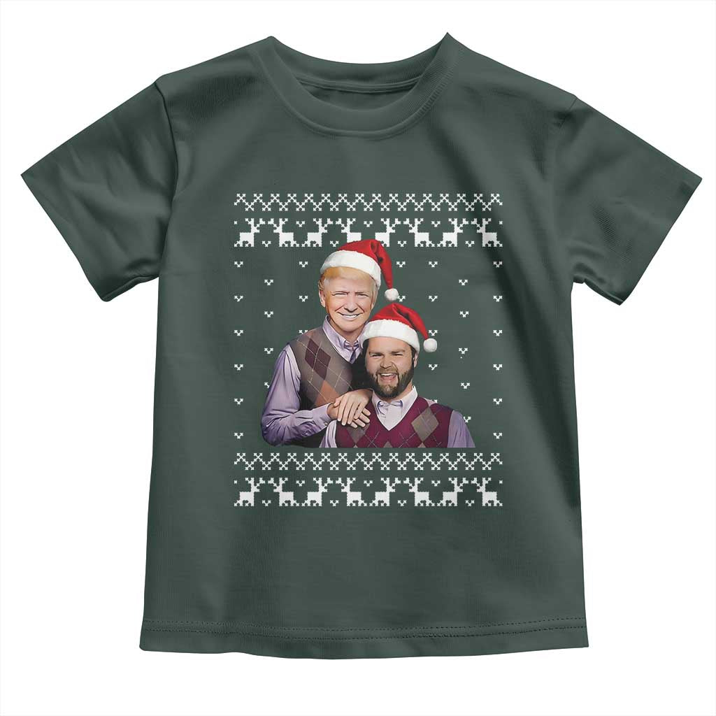 Christmas Trump Vance 2024 Toddler T Shirt Brothers Funny Parody Trump J.D. Vance Bros Ugly Xmas TS10 Dark Forest Green Print Your Wear