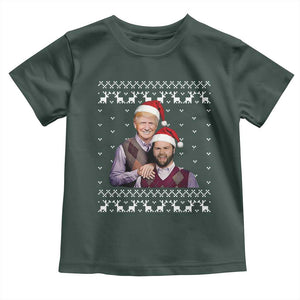 Christmas Trump Vance 2024 Toddler T Shirt Brothers Funny Parody Trump J.D. Vance Bros Ugly Xmas TS10 Dark Forest Green Print Your Wear