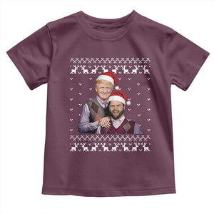 Christmas Trump Vance 2024 Toddler T Shirt Brothers Funny Parody Trump J.D. Vance Bros Ugly Xmas TS10 Maroon Print Your Wear