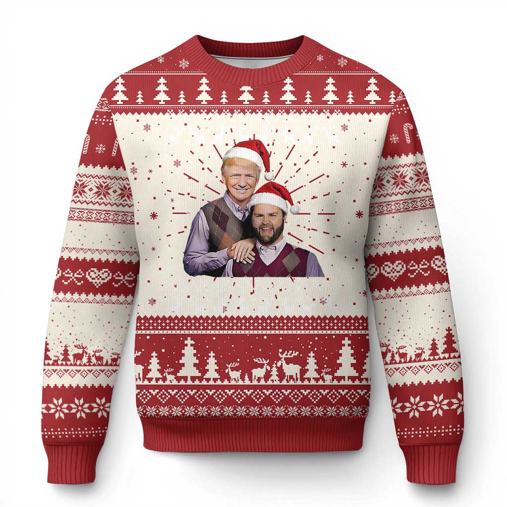 Trump Vance 2024 Ugly Christmas Sweater Brothers Funny Parody Trump J.D. Vance Bros Ugly Christmas TS10 Red Print Your Wear