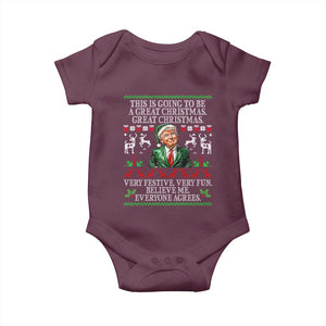 Funny Christmas Trump Baby Onesie Make Christmas Great Again Ugly Christmas Sweater TS10 Maroon Print Your Wear