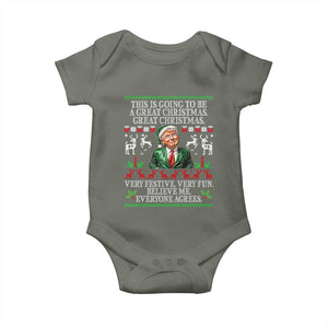 Funny Christmas Trump Baby Onesie Make Christmas Great Again Ugly Christmas Sweater TS10 Military Green Print Your Wear