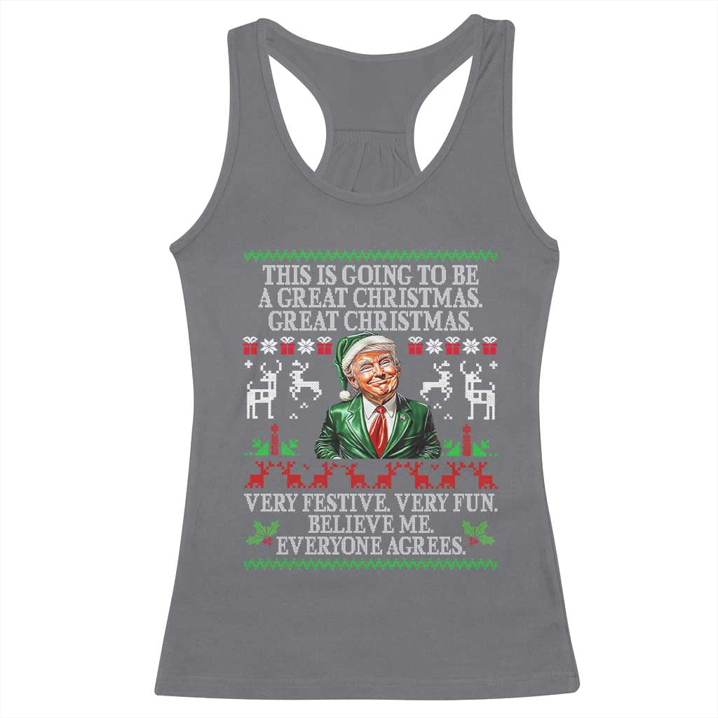 Funny Christmas Trump Racerback Tank Top Make Christmas Great Again Ugly Christmas Sweater TS10 Charcoal Print Your Wear