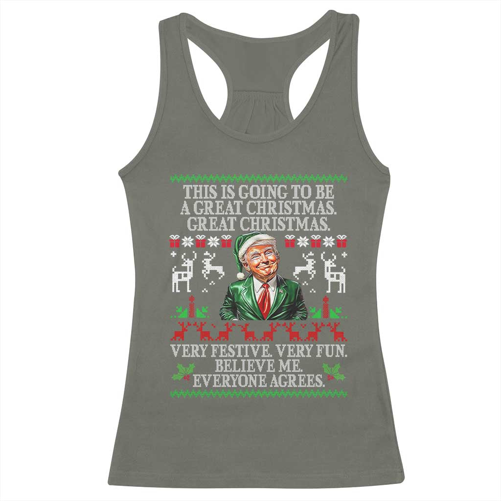 Funny Christmas Trump Racerback Tank Top Make Christmas Great Again Ugly Christmas Sweater TS10 Military Green Print Your Wear