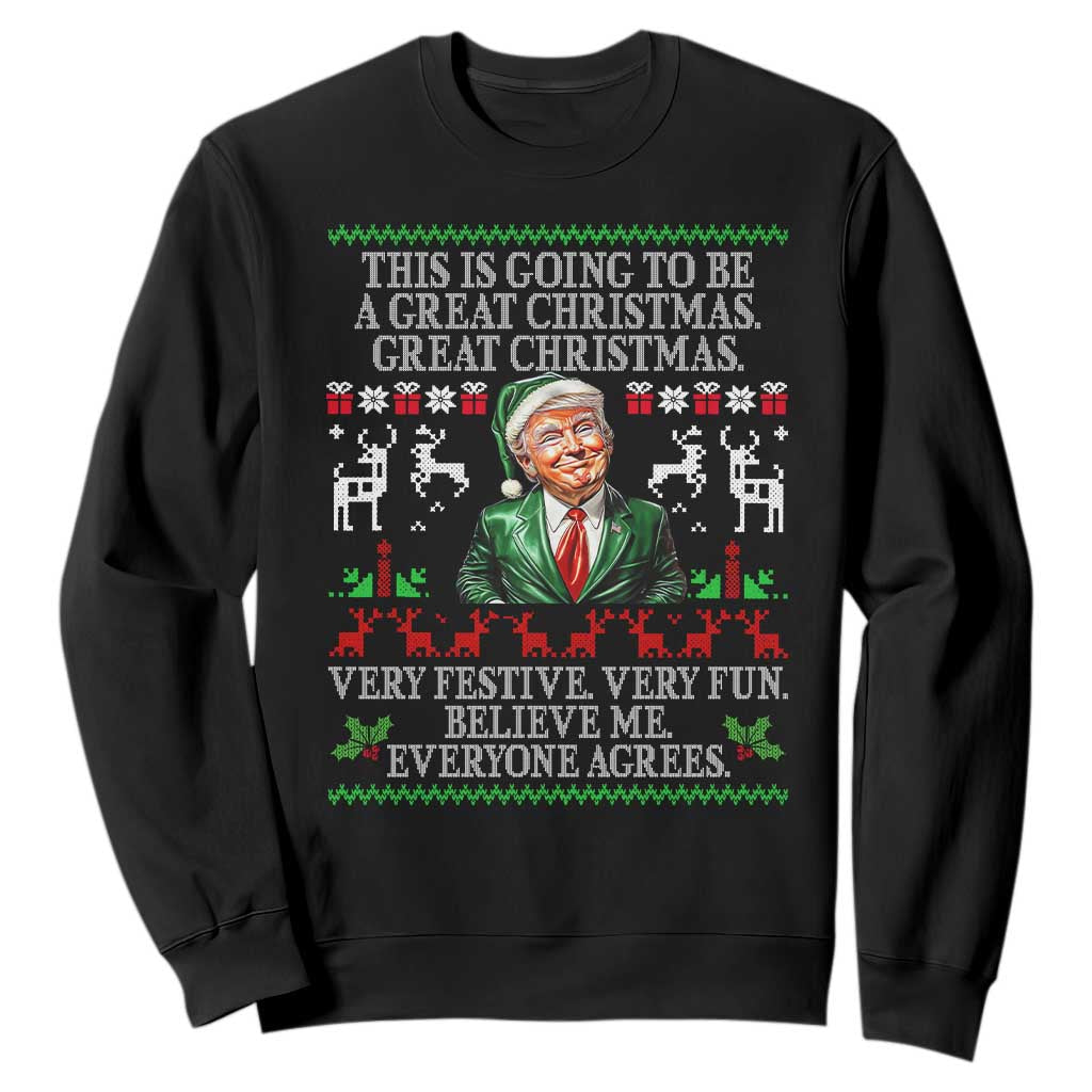 Funny Christmas Trump Sweatshirt Make Christmas Great Again Ugly Christmas Sweater TS10 Black Print Your Wear