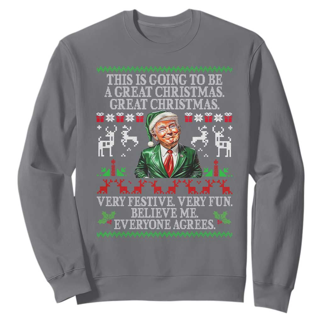 Funny Christmas Trump Sweatshirt Make Christmas Great Again Ugly Christmas Sweater TS10 Charcoal Print Your Wear