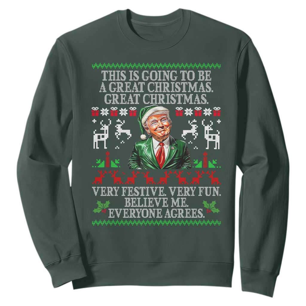 Funny Christmas Trump Sweatshirt Make Christmas Great Again Ugly Christmas Sweater TS10 Dark Forest Green Print Your Wear