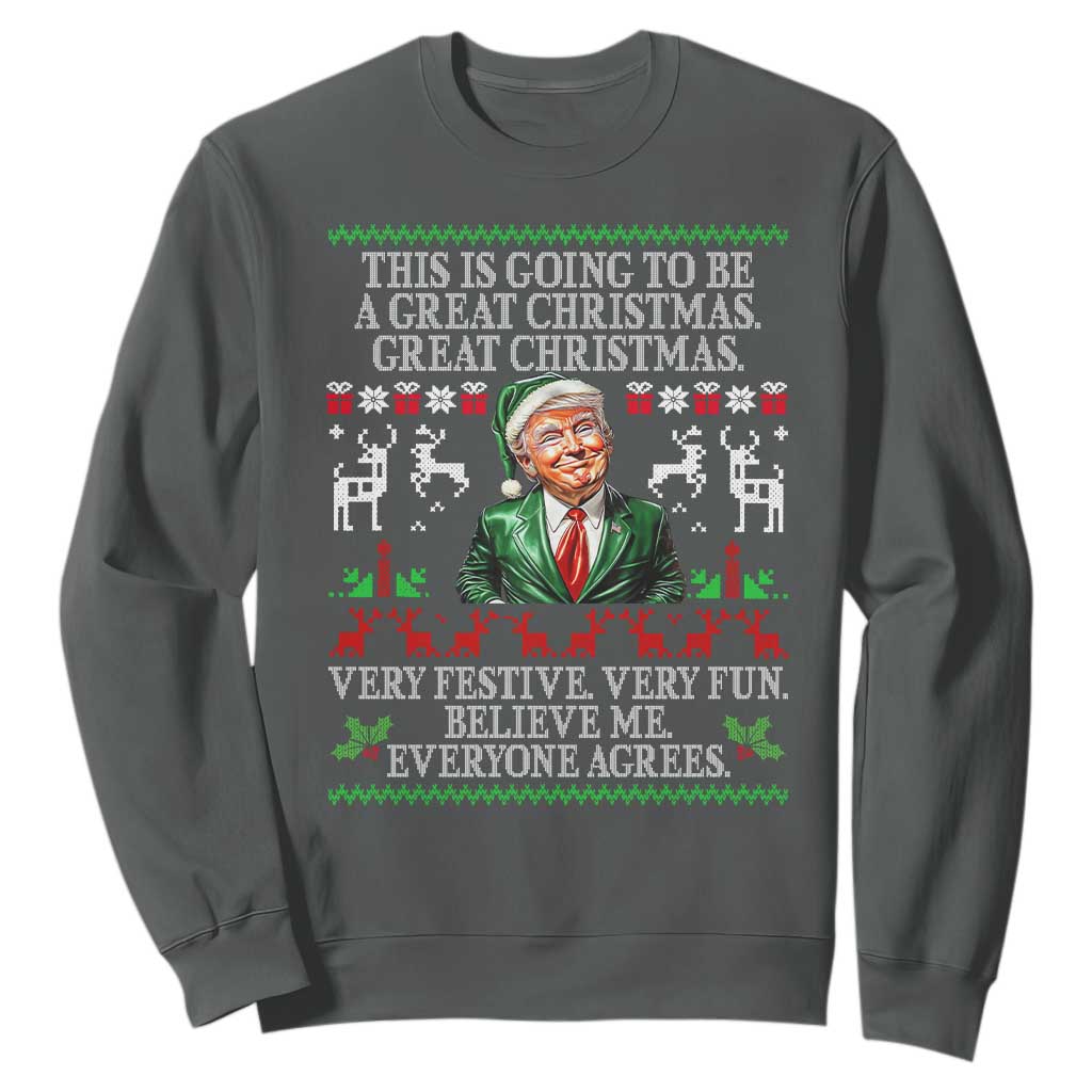 Funny Christmas Trump Sweatshirt Make Christmas Great Again Ugly Christmas Sweater TS10 Dark Heather Print Your Wear