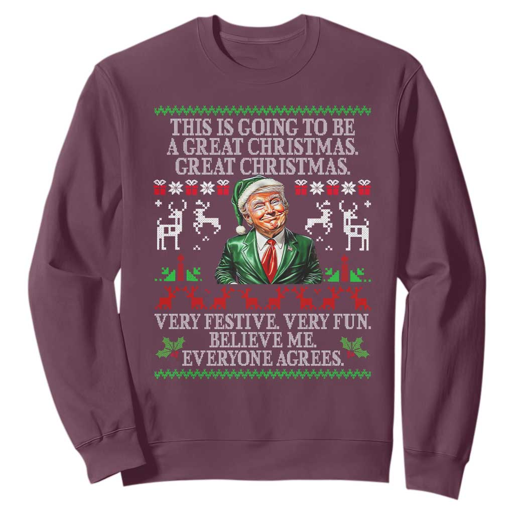 Funny Christmas Trump Sweatshirt Make Christmas Great Again Ugly Christmas Sweater TS10 Maroon Print Your Wear