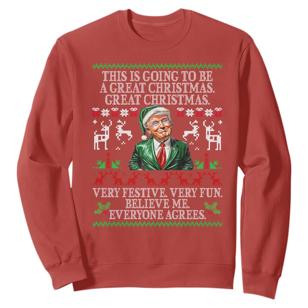 Funny Christmas Trump Sweatshirt Make Christmas Great Again Ugly Christmas Sweater TS10 Red Print Your Wear