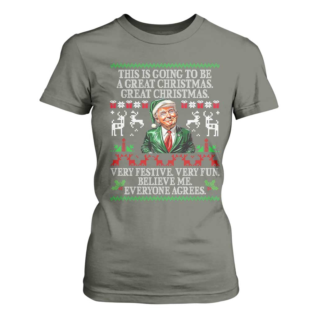 Funny Christmas Trump T Shirt For Women Make Christmas Great Again Ugly Christmas Sweater TS10 Military Green Print Your Wear