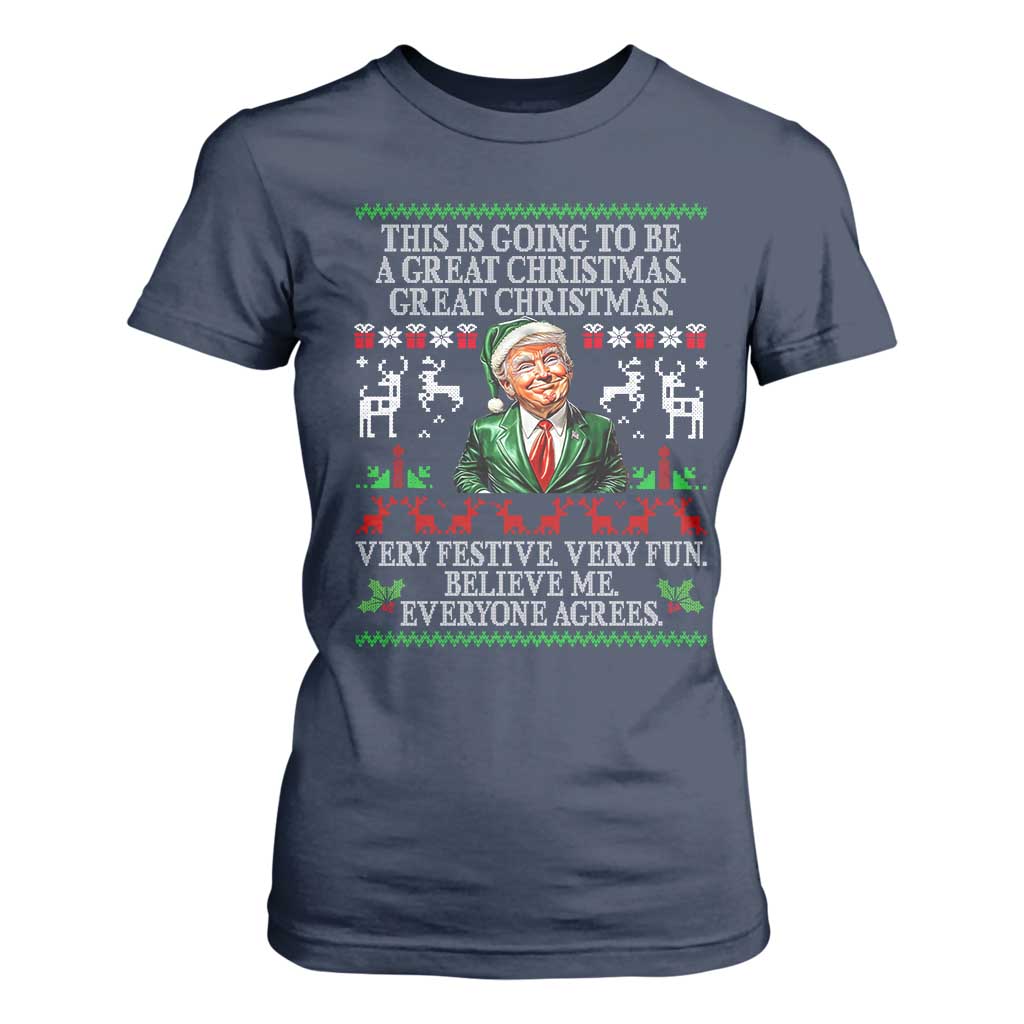 Funny Christmas Trump T Shirt For Women Make Christmas Great Again Ugly Christmas Sweater TS10 Navy Print Your Wear