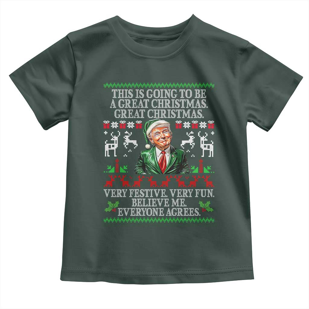 Funny Christmas Trump Toddler T Shirt Make Christmas Great Again Ugly Christmas Sweater TS10 Dark Forest Green Print Your Wear