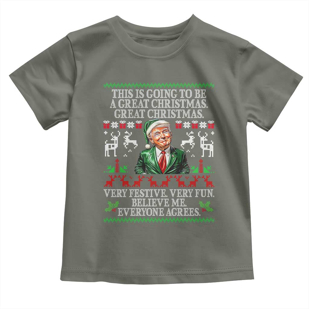 Funny Christmas Trump Toddler T Shirt Make Christmas Great Again Ugly Christmas Sweater TS10 Military Green Print Your Wear