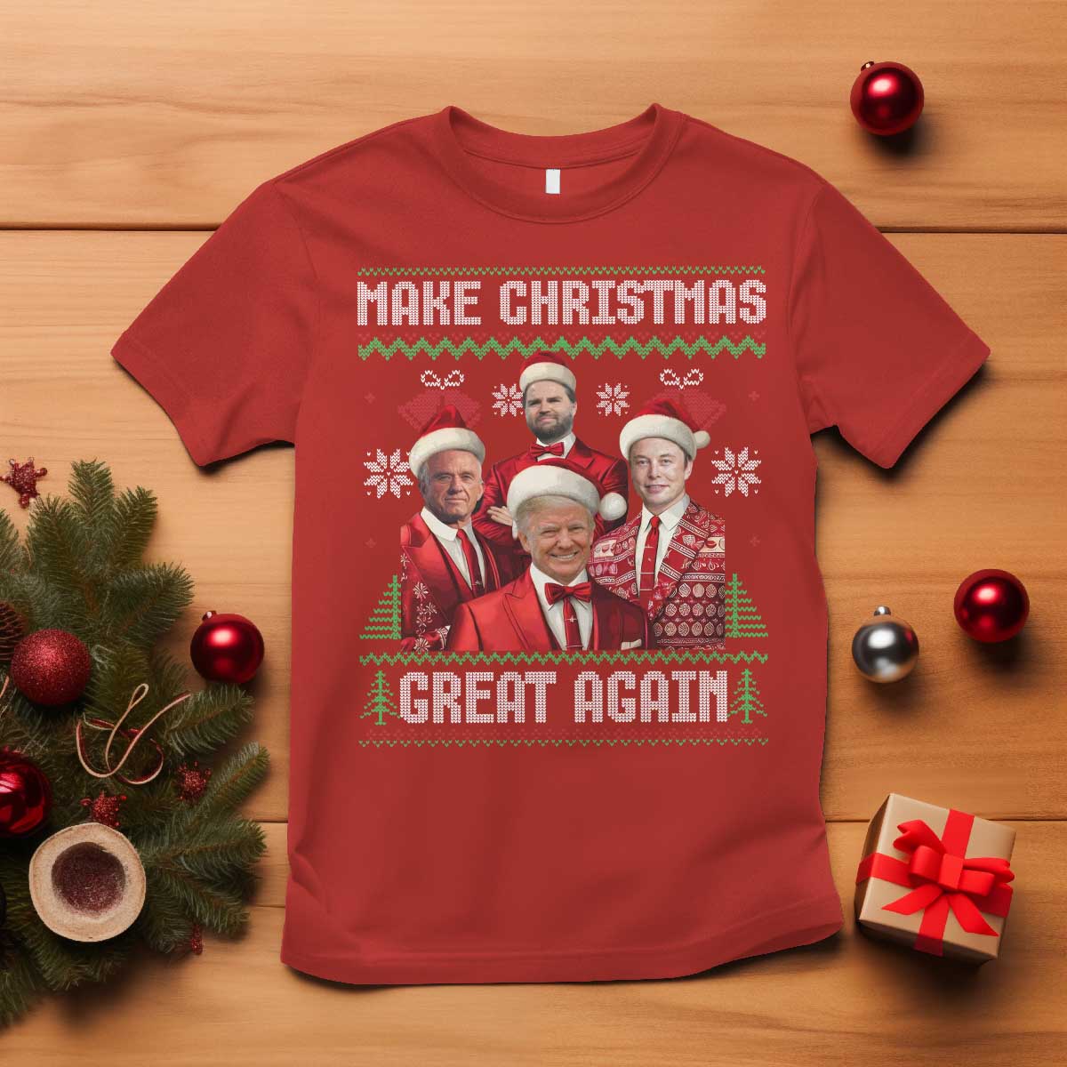 Christmas Trump Vance T Shirt Make Christmas Great Again Ugly Christmas Sweater TS10 Red Print Your Wear
