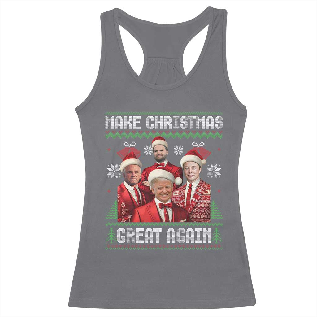 Christmas Trump Vance Racerback Tank Top Make Christmas Great Again Ugly Christmas Sweater TS10 Charcoal Print Your Wear