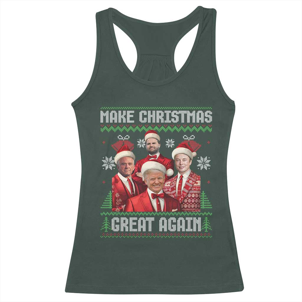 Christmas Trump Vance Racerback Tank Top Make Christmas Great Again Ugly Christmas Sweater TS10 Dark Forest Green Print Your Wear