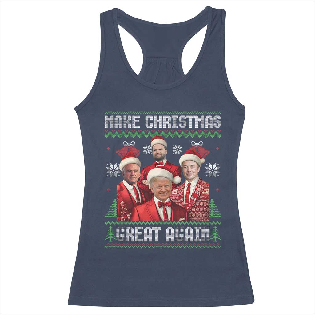 Christmas Trump Vance Racerback Tank Top Make Christmas Great Again Ugly Christmas Sweater TS10 Navy Print Your Wear
