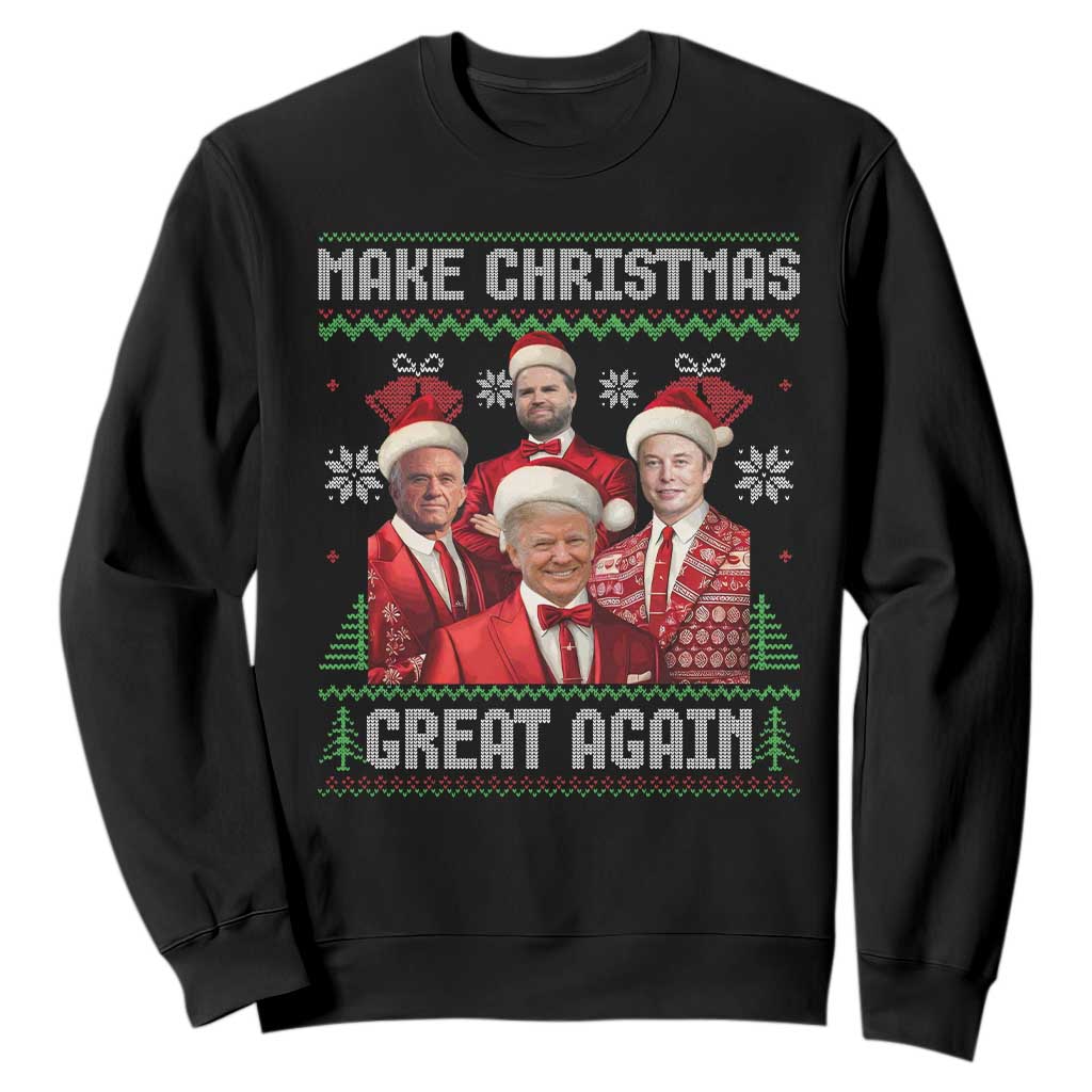 Christmas Trump Vance Sweatshirt Make Christmas Great Again Ugly Christmas Sweater TS10 Black Print Your Wear