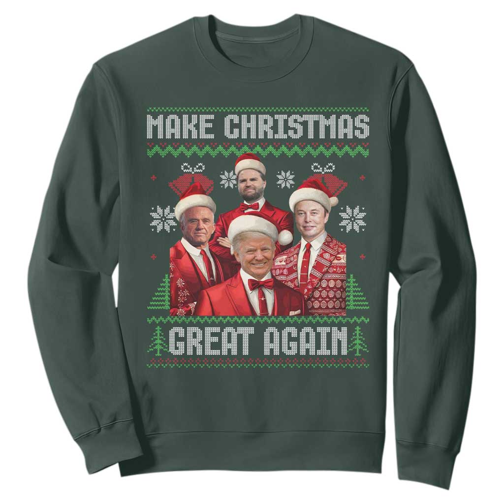 Christmas Trump Vance Sweatshirt Make Christmas Great Again Ugly Christmas Sweater TS10 Dark Forest Green Print Your Wear