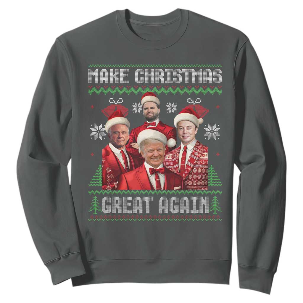 Christmas Trump Vance Sweatshirt Make Christmas Great Again Ugly Christmas Sweater TS10 Dark Heather Print Your Wear
