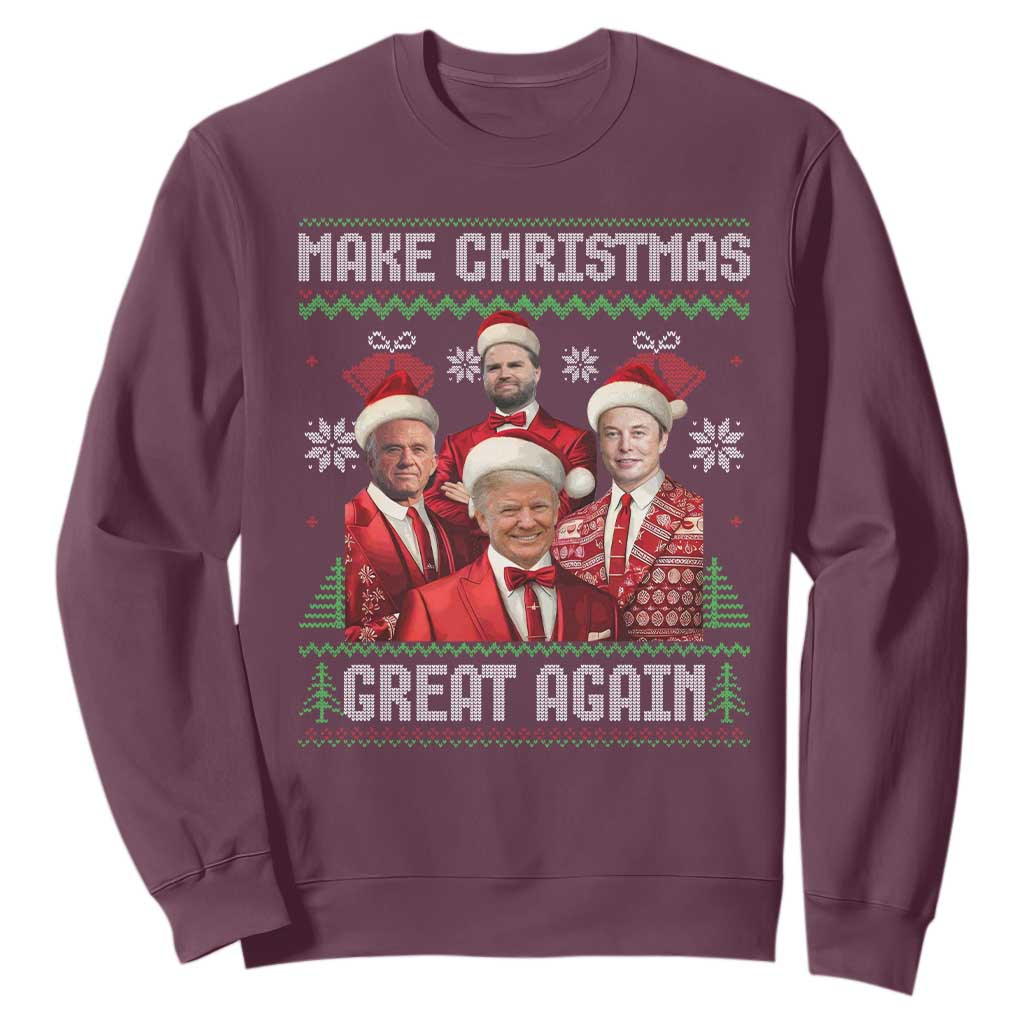 Christmas Trump Vance Sweatshirt Make Christmas Great Again Ugly Christmas Sweater TS10 Maroon Print Your Wear