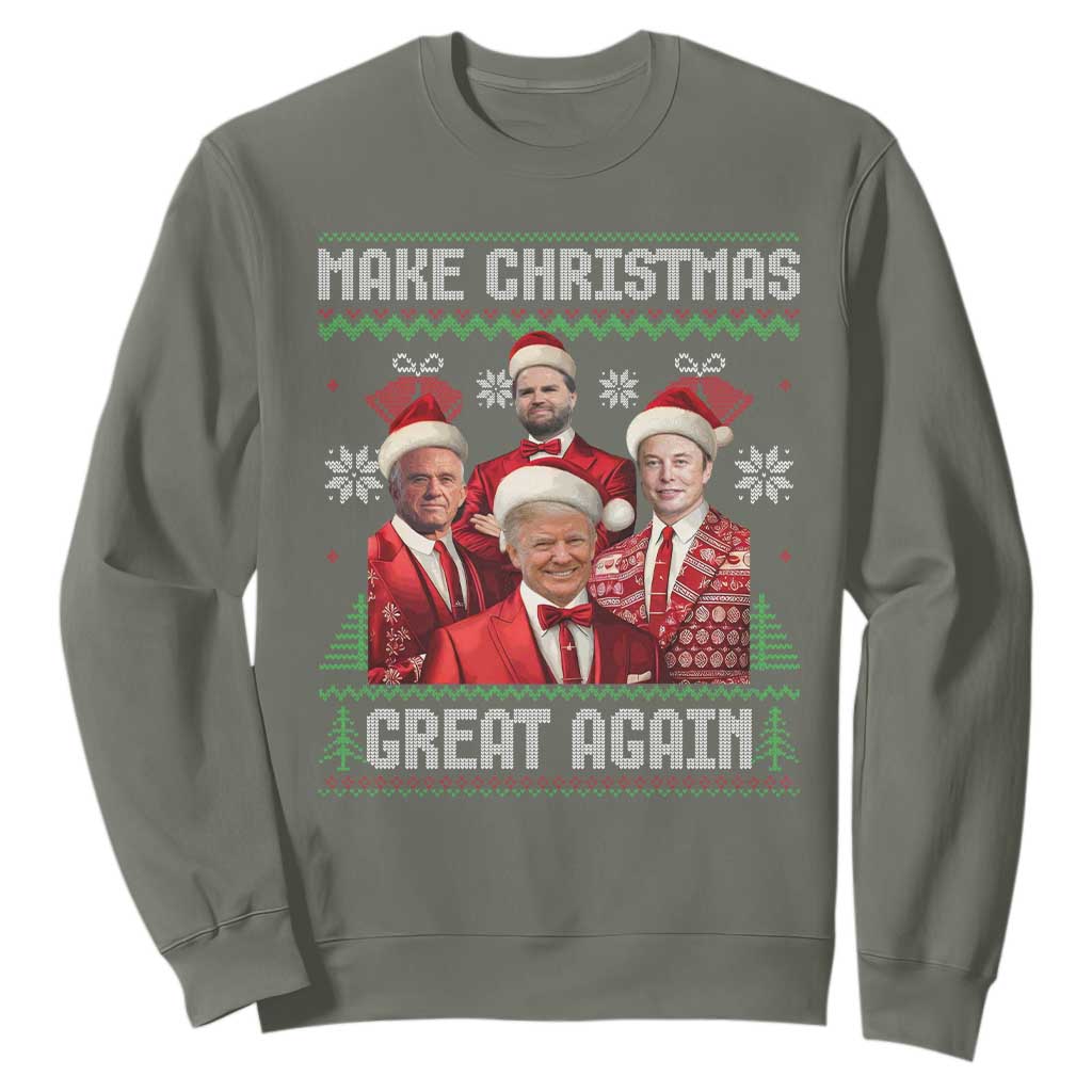 Christmas Trump Vance Sweatshirt Make Christmas Great Again Ugly Christmas Sweater TS10 Military Green Print Your Wear