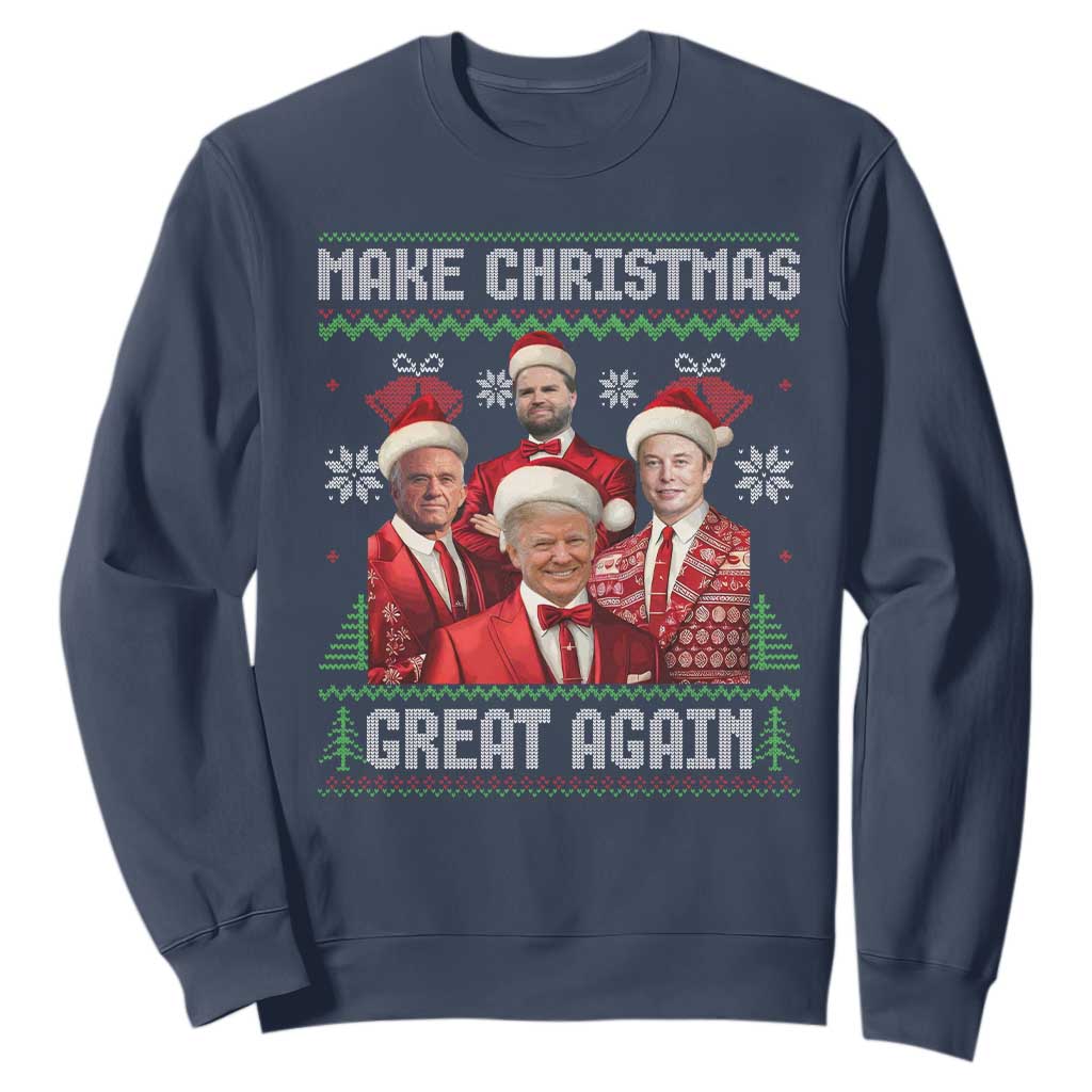 Christmas Trump Vance Sweatshirt Make Christmas Great Again Ugly Christmas Sweater TS10 Navy Print Your Wear