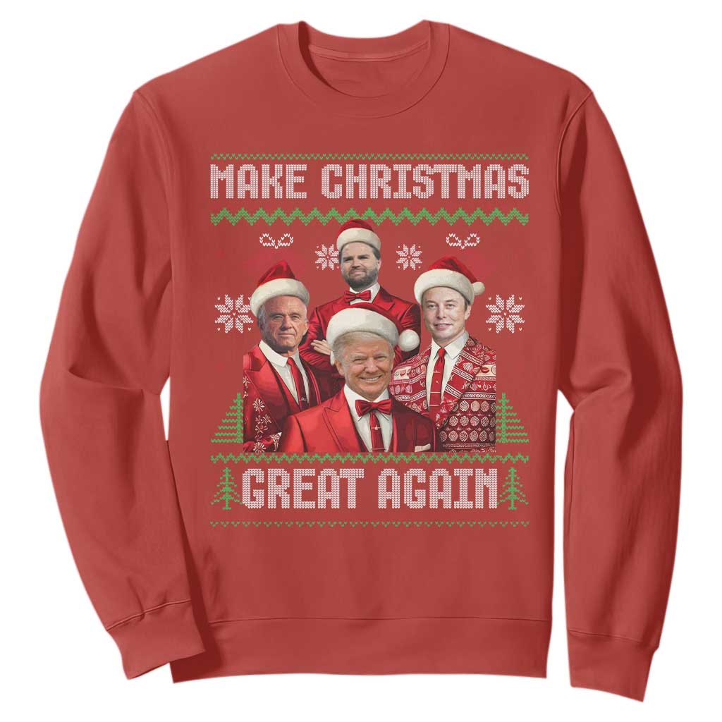 Christmas Trump Vance Sweatshirt Make Christmas Great Again Ugly Christmas Sweater TS10 Red Print Your Wear