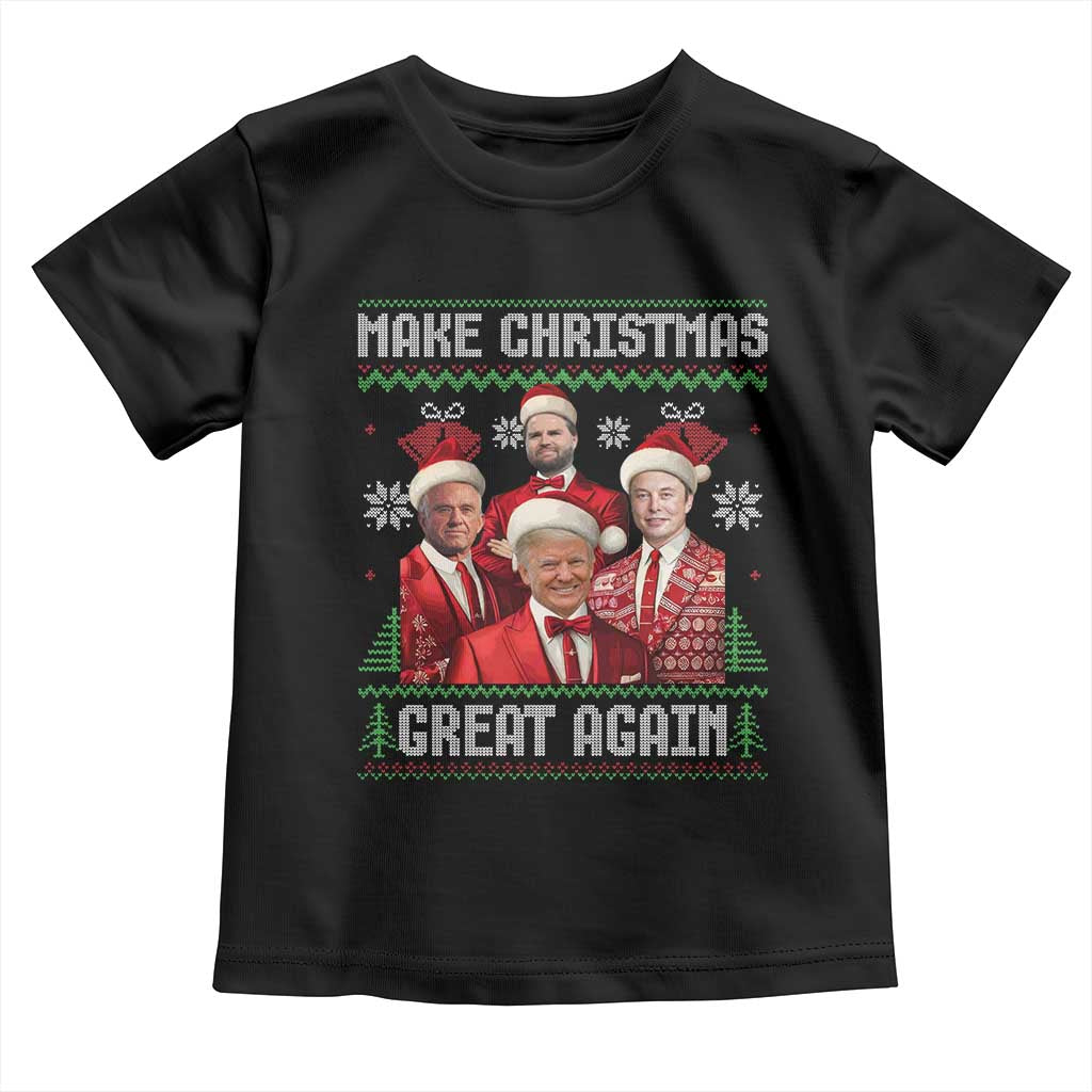 Christmas Trump Vance Toddler T Shirt Make Christmas Great Again Ugly Christmas Sweater TS10 Black Print Your Wear