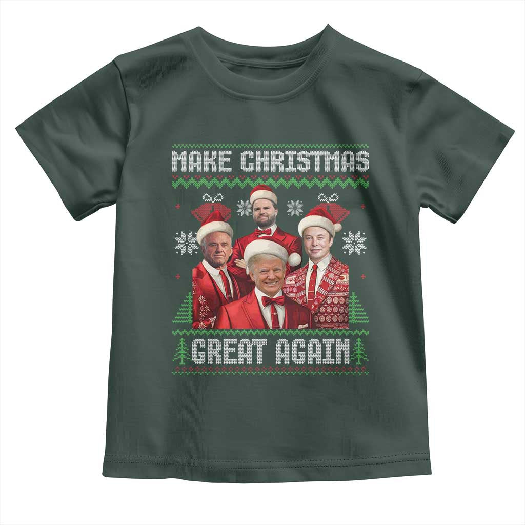 Christmas Trump Vance Toddler T Shirt Make Christmas Great Again Ugly Christmas Sweater TS10 Dark Forest Green Print Your Wear
