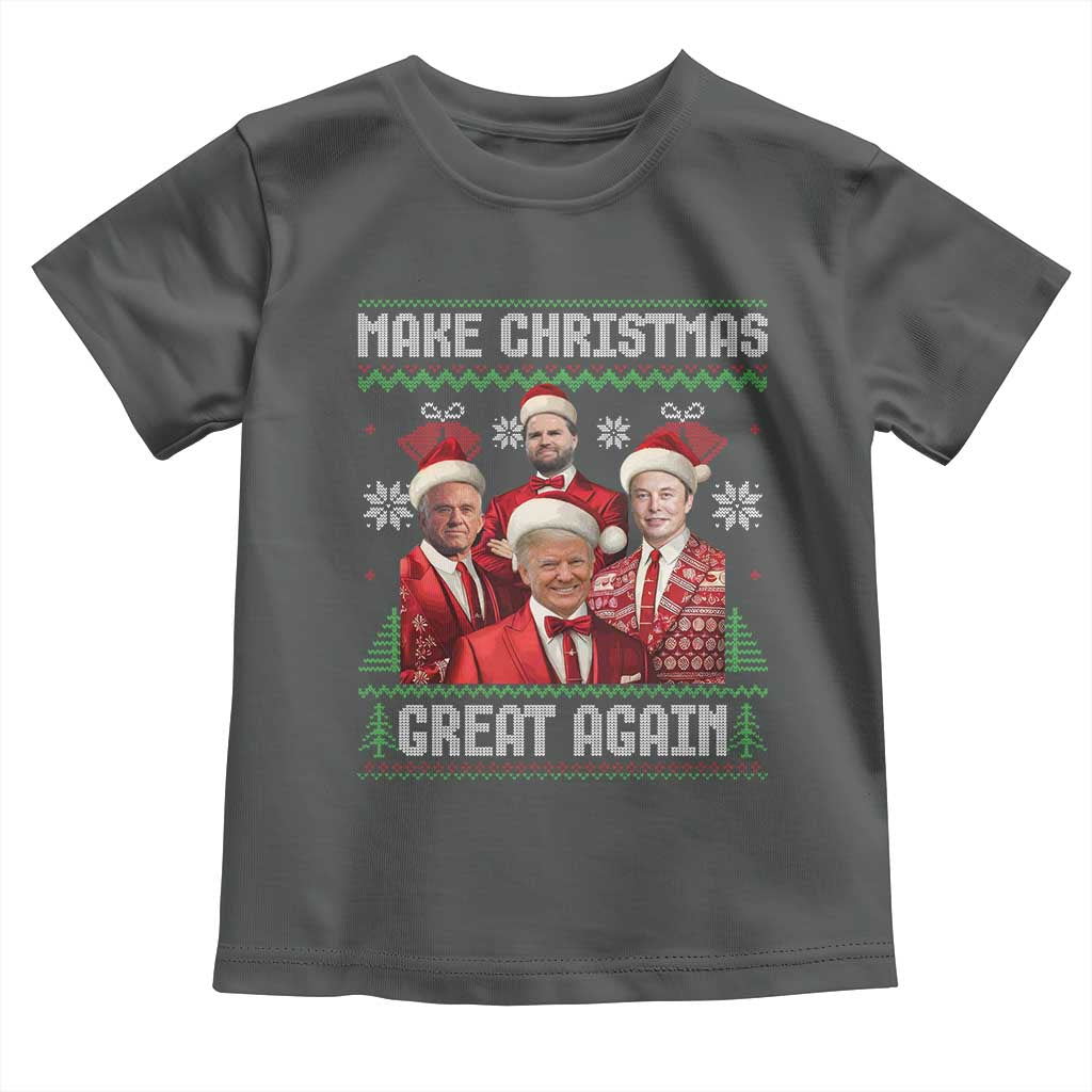 Christmas Trump Vance Toddler T Shirt Make Christmas Great Again Ugly Christmas Sweater TS10 Dark Heather Print Your Wear