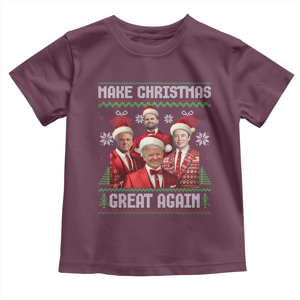 Christmas Trump Vance Toddler T Shirt Make Christmas Great Again Ugly Christmas Sweater TS10 Maroon Print Your Wear