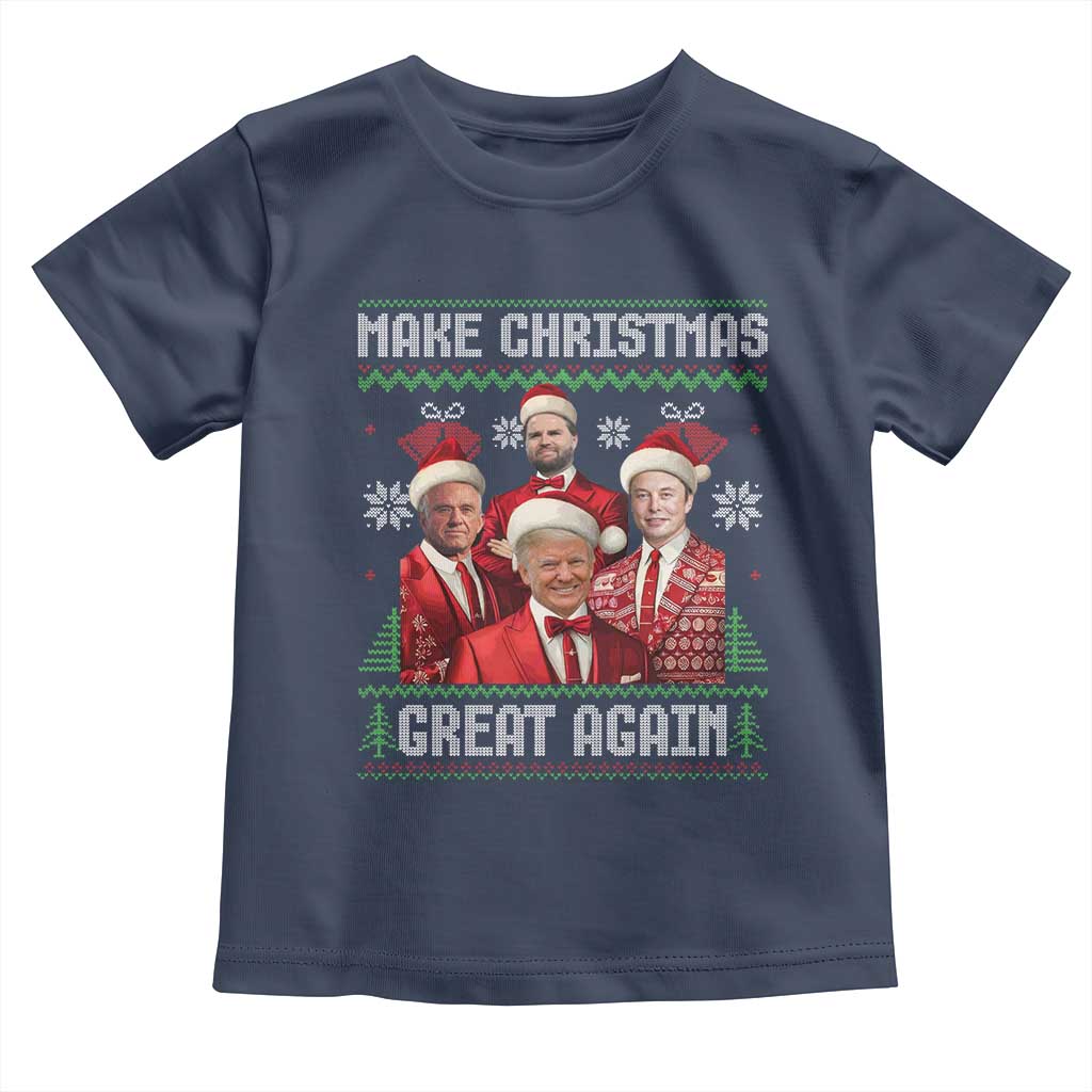 Christmas Trump Vance Toddler T Shirt Make Christmas Great Again Ugly Christmas Sweater TS10 Navy Print Your Wear