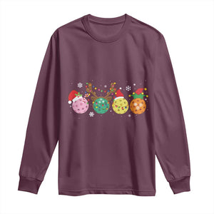 Funny Pickleball Lover Christmas Long Sleeve Shirt TS10 Maroon Print Your Wear