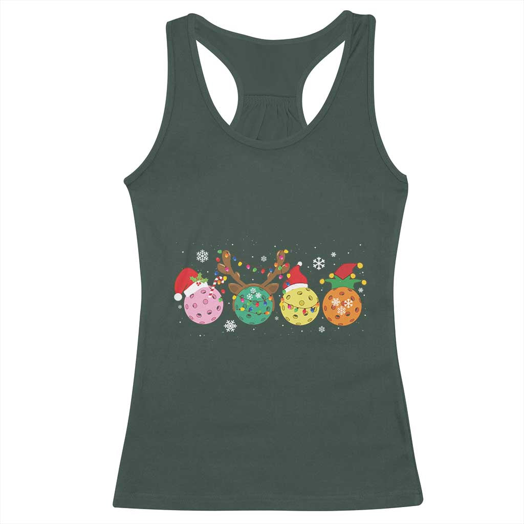 Funny Pickleball Lover Christmas Racerback Tank Top TS10 Dark Forest Green Print Your Wear