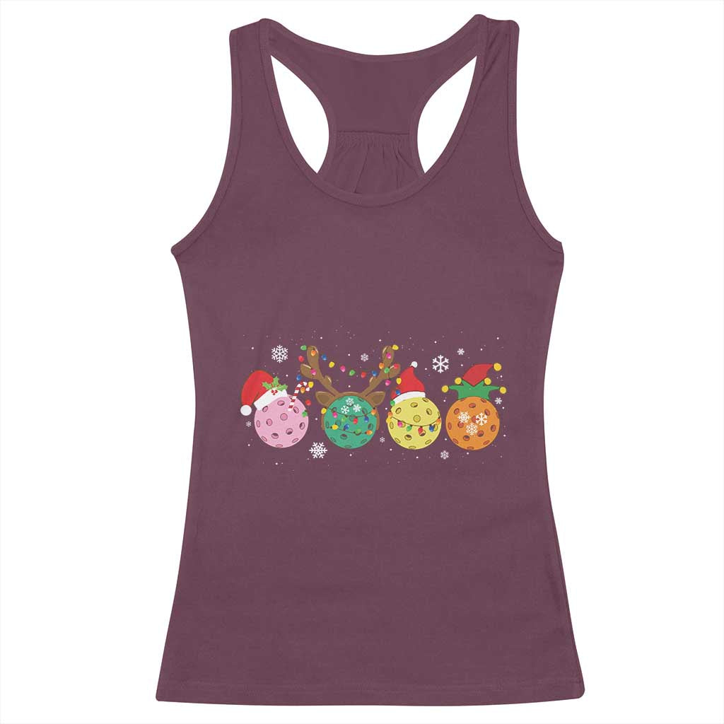 Funny Pickleball Lover Christmas Racerback Tank Top TS10 Maroon Print Your Wear