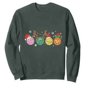 Funny Pickleball Lover Christmas Sweatshirt TS10 Dark Forest Green Print Your Wear
