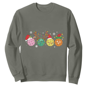 Funny Pickleball Lover Christmas Sweatshirt TS10 Military Green Print Your Wear