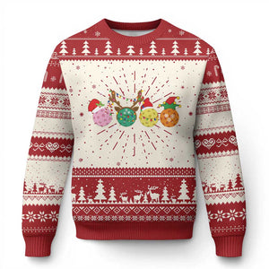 Funny Pickleball Ugly Christmas Sweater TS10 Red Print Your Wear