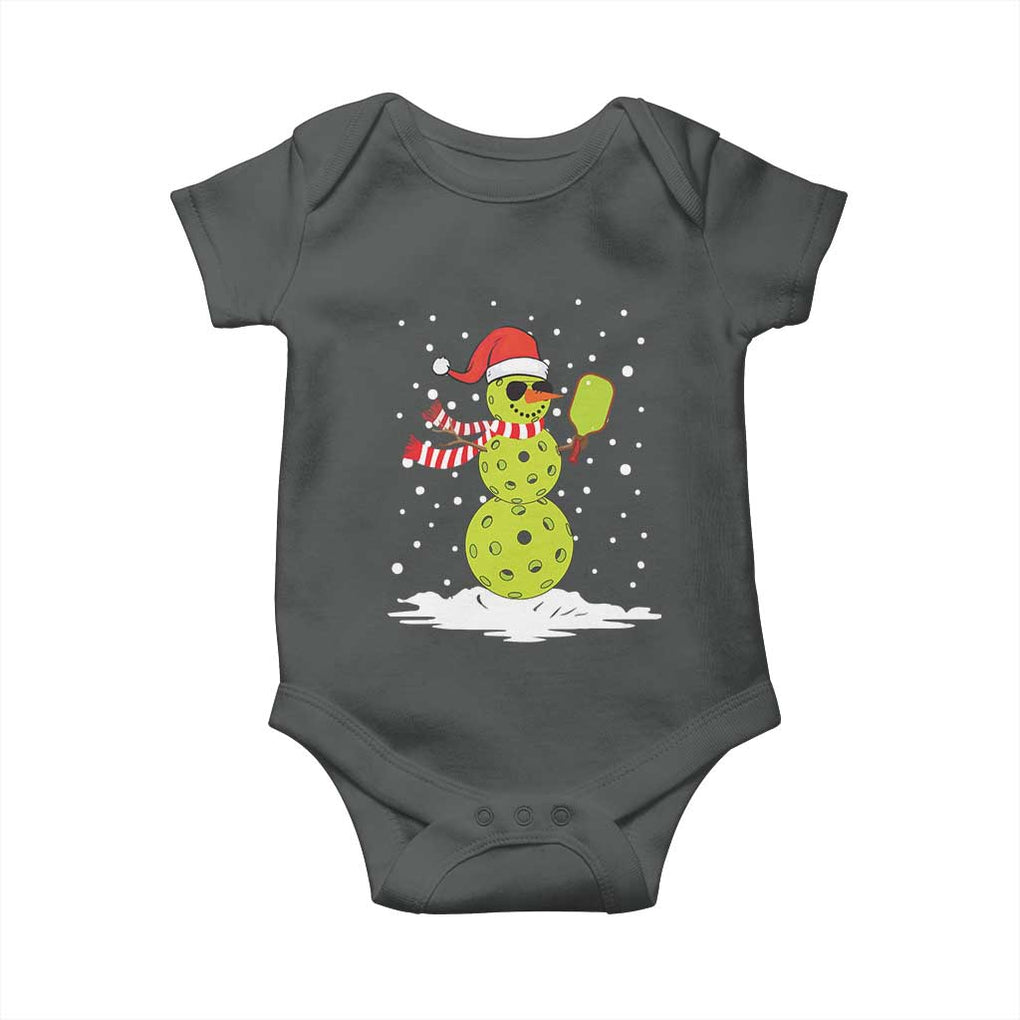 Pickleball Christmas Baby Onesie Santa Hat Snowman Xmas TS10 Dark Heather Print Your Wear