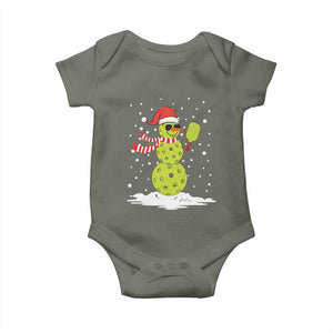 Pickleball Christmas Baby Onesie Santa Hat Snowman Xmas TS10 Military Green Print Your Wear